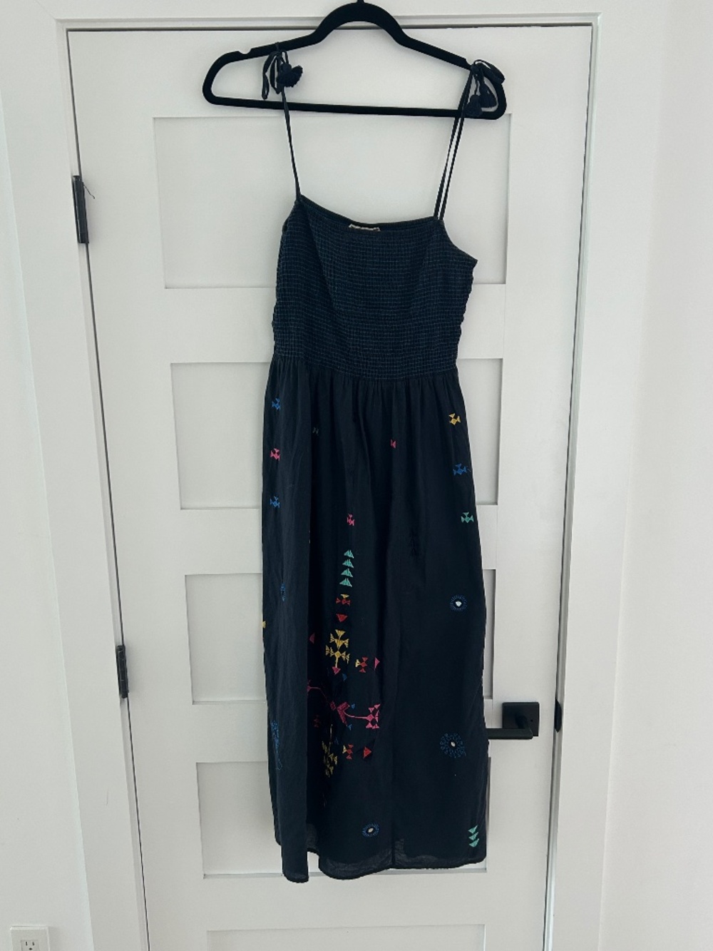 Figue Smocked Dress, Navy, Size M